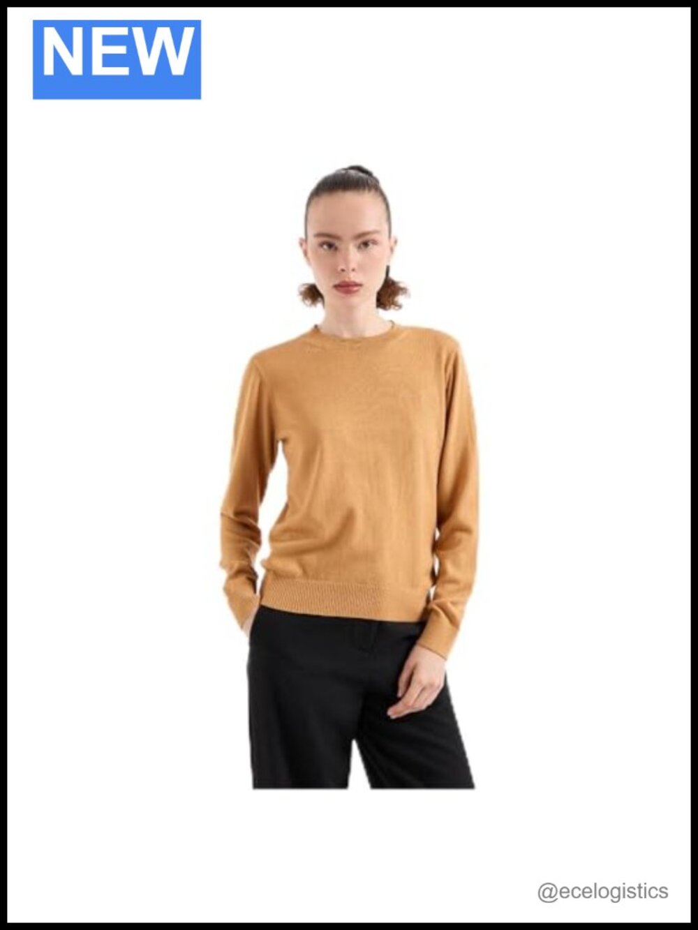 Armani Exchange Women's Pullover Merino Wool Sweater with Script Logo